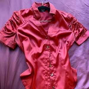Bebe “Satin-like” deep red wine blouse